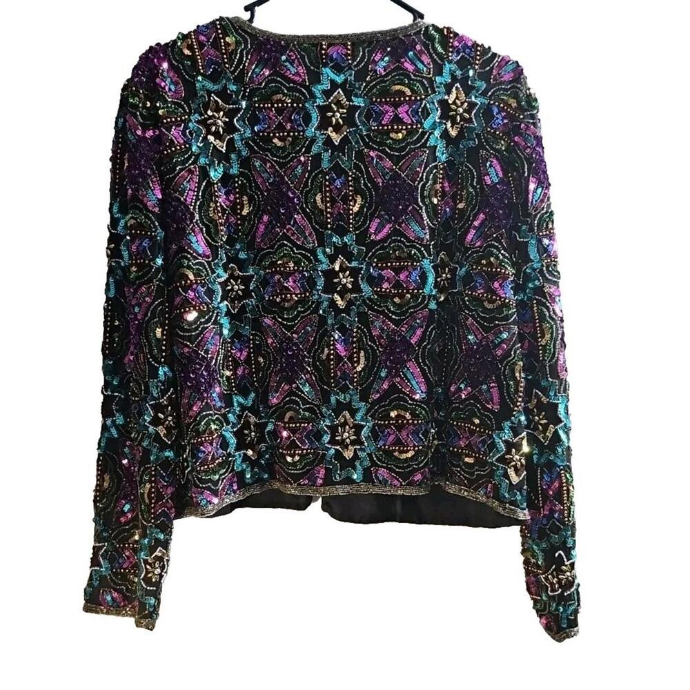 Vintage Stenay Jacket Silk Multi-color Embellished Lined Party Cocktail Size XL. - Picture 9 of 9